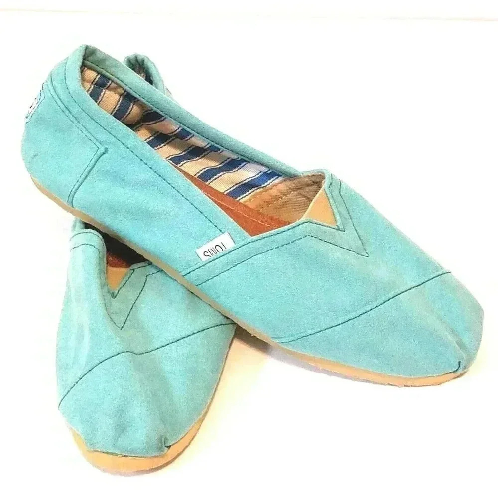 Toms Suede Slip-On Loafers Flats Sz 4 Light Blue